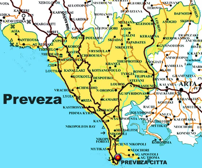 mappa della prefetura di Preveza